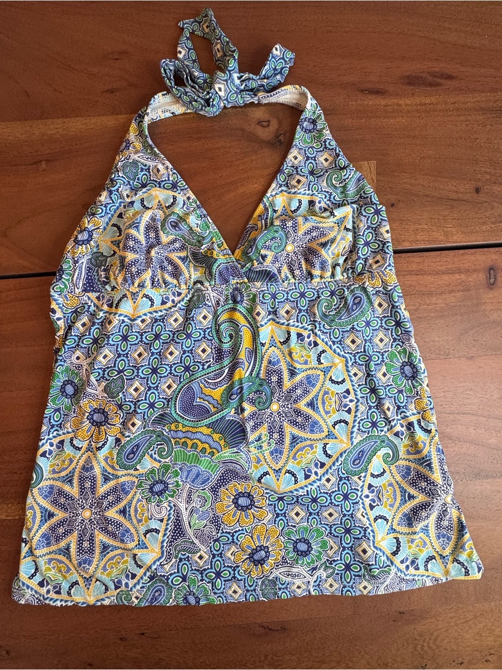 Athleta Halter Tankini Swim Top - Colorful Paisley Boho Print